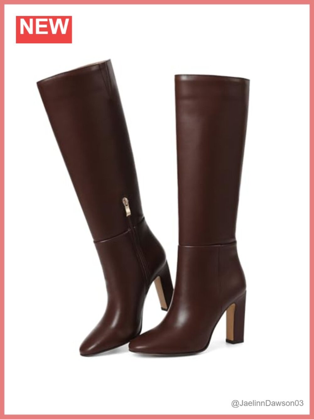 Women's Knee High Boots Round Toe Block Heels Side Zipper Tall Boots